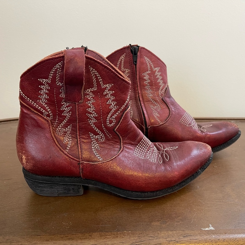 Red Leather Western Booties